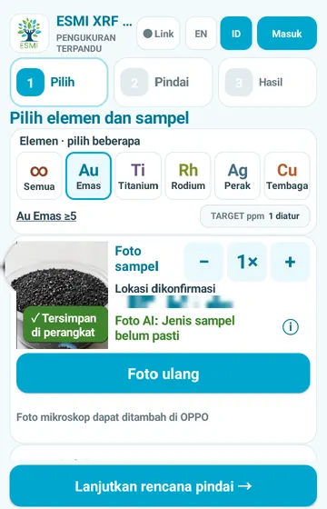 Lanjut dengan rencana pindai. Setelah unsur, foto, dan bahan ditetapkan, lanjut ke langkah pindai.