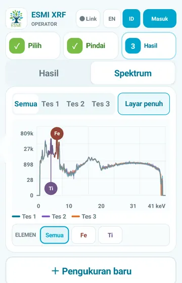 Mulai pengukuran baru. Setelah selesai, ketuk Pengukuran baru. Pengukuran yang selesai tetap tersimpan.